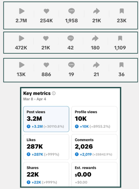 TikTok performance statistics screenshot